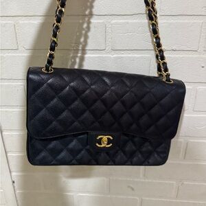 Chanel Black Quilted Shoulder Bag with Gold Accents